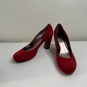 Sacha London Red Suede Block Heel Pumps Size 7